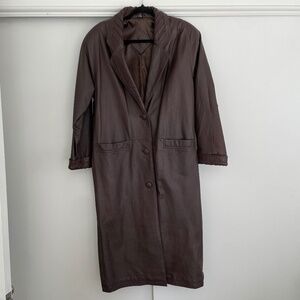 vintage Jacqueline Ferrar chocolate brown genuine leather trench coat